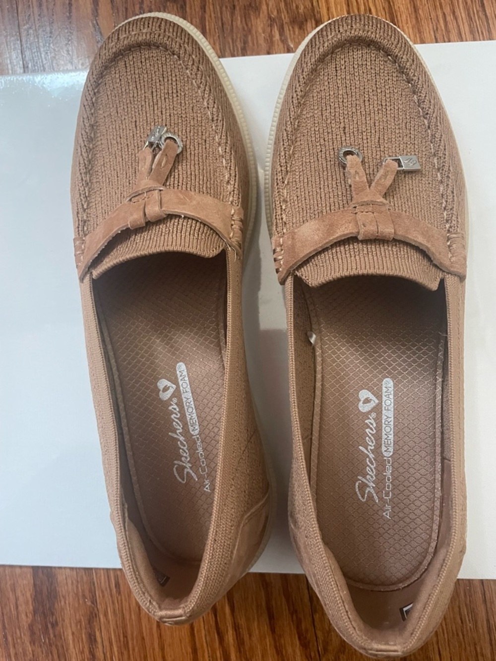 Skechers Women's Light Brown Knit Slip-On Loafers - Picture 5 of 7